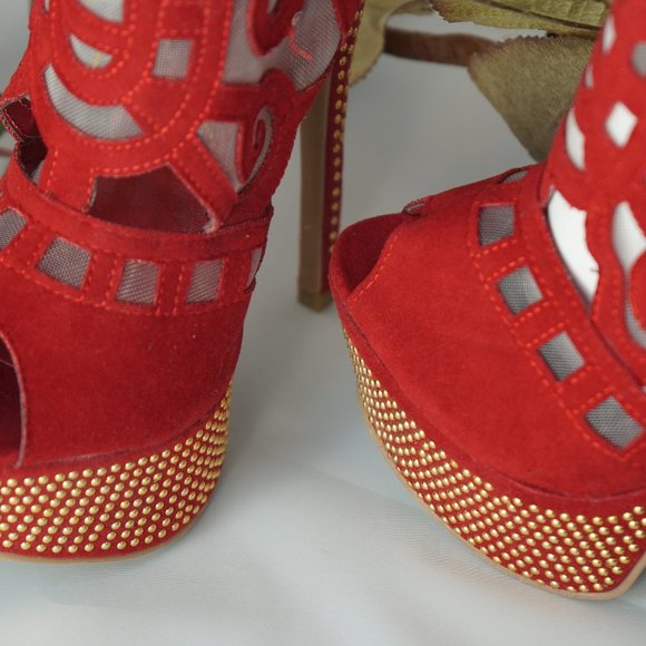 LILIANA RED PLATFORM STILETTO HEEL  w Tassle SZ. 8 - Picture 2 of 7